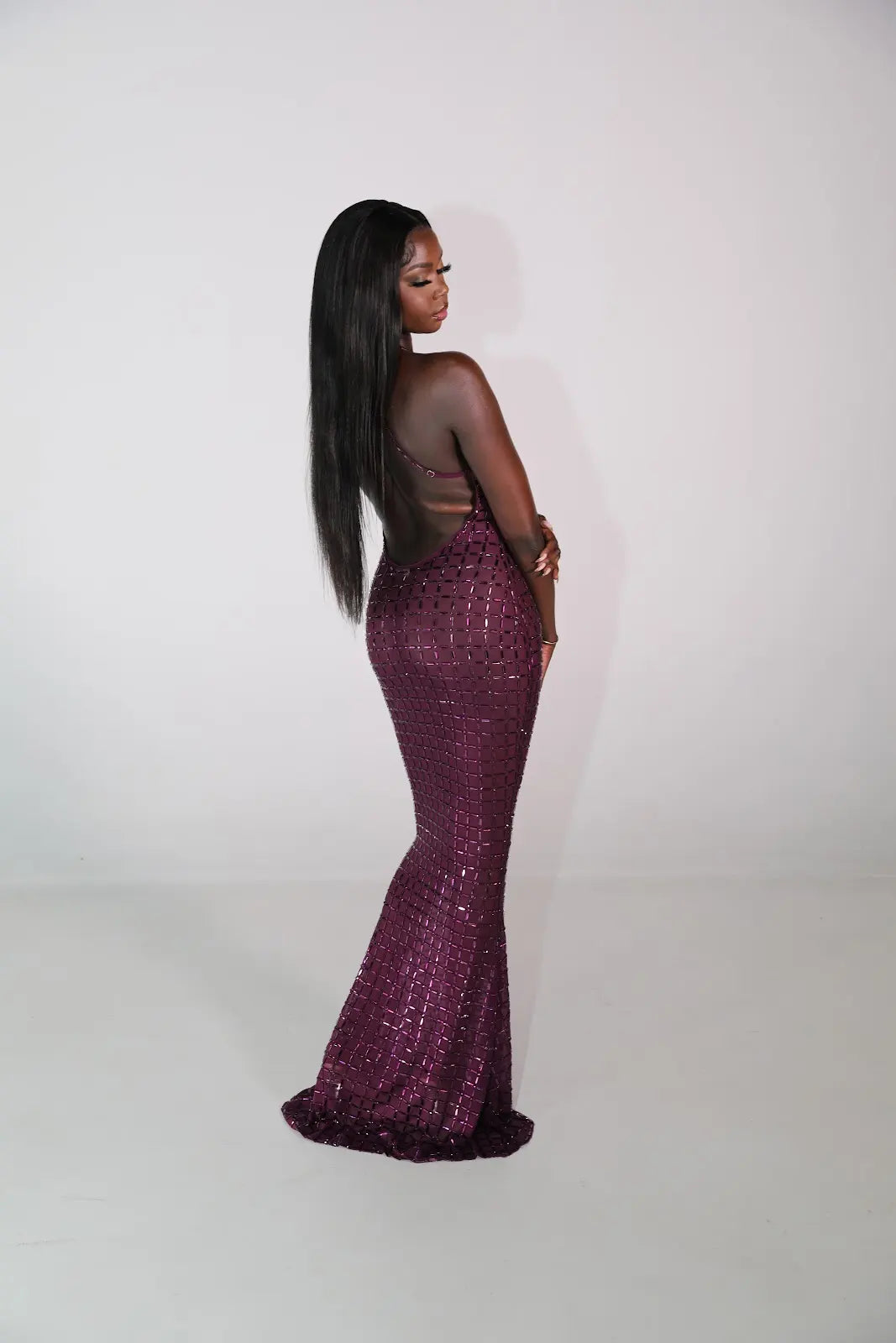 Audrey - Embellished Dress in Purple