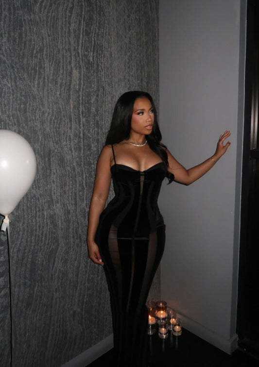 Scandal - Velvet Panelled Maxi