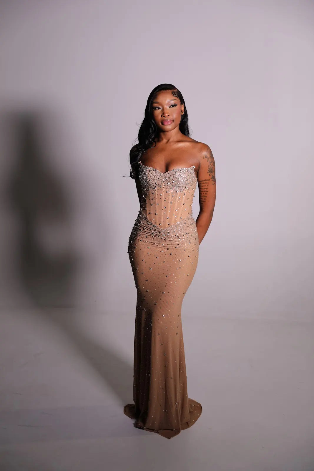 Fatima Mermaid Dress in Nude