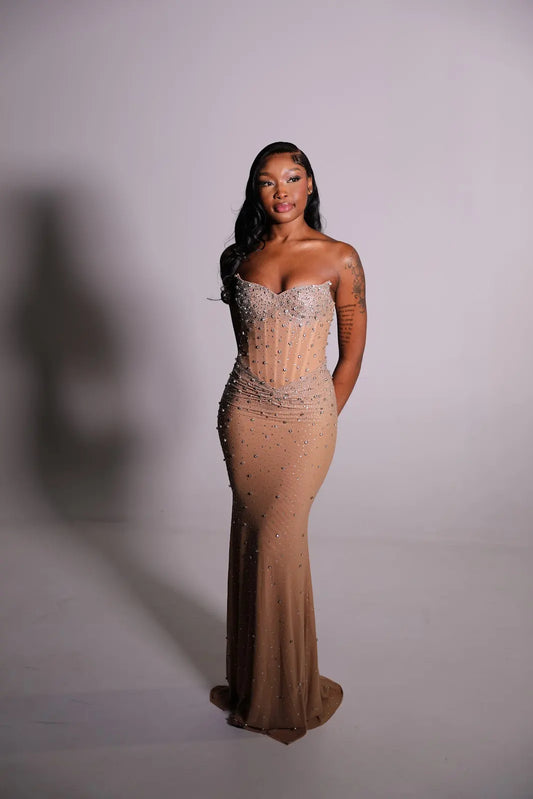 Fatima Mermaid Dress in Nude