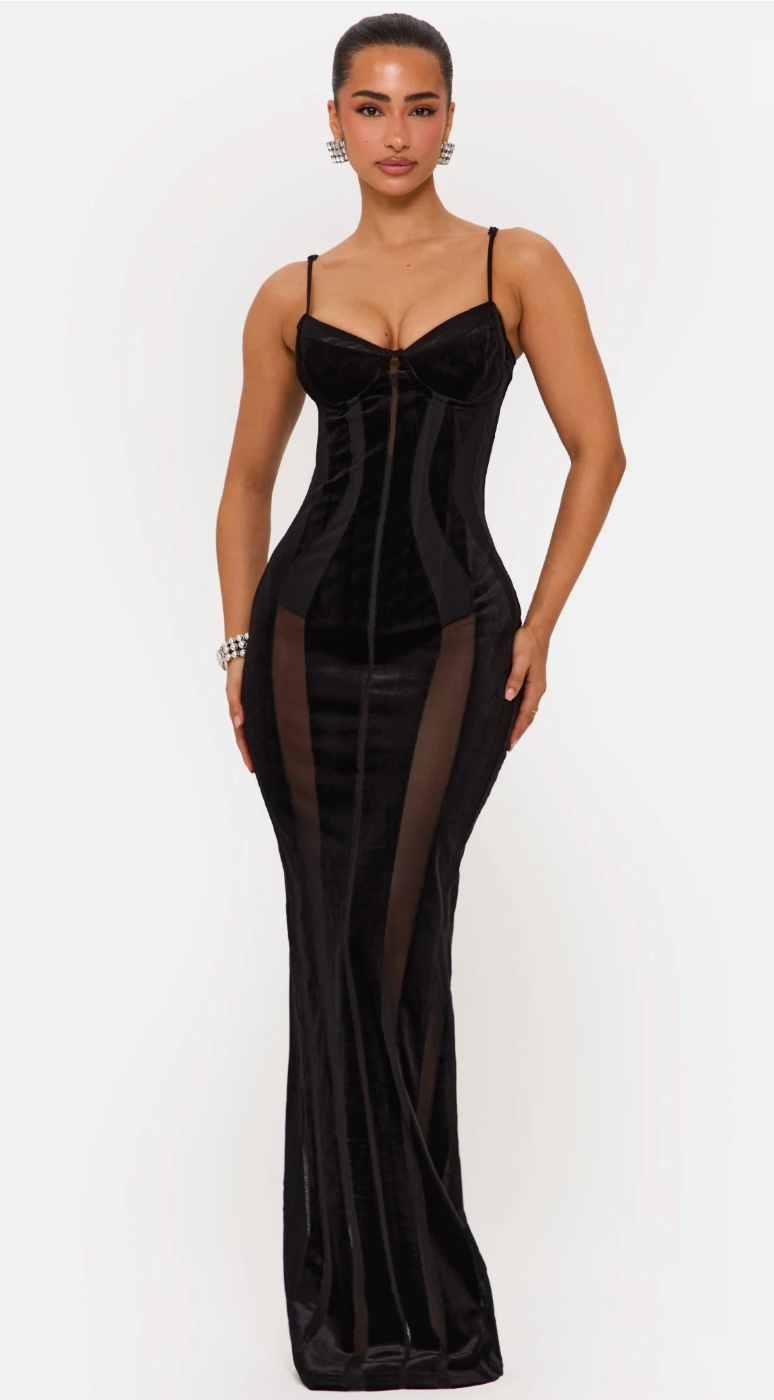 Scandal - Velvet Panelled Maxi