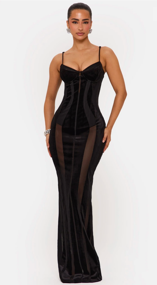 Scandal - Velvet Panelled Maxi